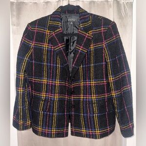 Black Multicolor Plaid Blazer